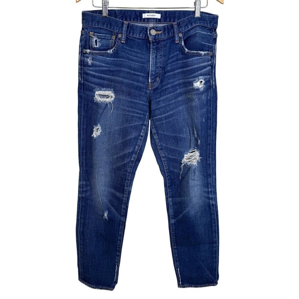 Moussy Vintage ISKO Comfort Ace Skinny Jeans Blue Distressed Ripped Women’s 30